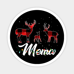 Mema Reindeer Plaid Pajama Shirt Family Christmas Magnet